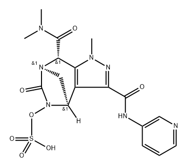 rel-(4R,7R,8S)-4,5,6,8-Tetrahydro-N ,N ,1- trimethyl-6-oxo-N -3-pyridinyl-5-(sulfooxy)- 1H-4,7-methanopyrazolo[3,4-e][1,3] diazepine-3,8-dicarboxamide Structure