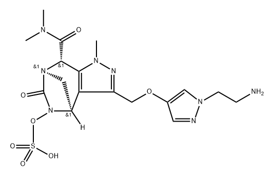 rel-(4R,7R,8S)-3-[[[1-(2-Aminoethyl)-1Hpyrazol-4-yl]oxy]methyl]-4,5,6,8-tetrahydro-N, N,1-trimethyl-6-oxo-5-(sulfooxy)-1H-4,7- methanopyrazolo[3,4-e][1,3]diazepine-8- carboxamide Structure