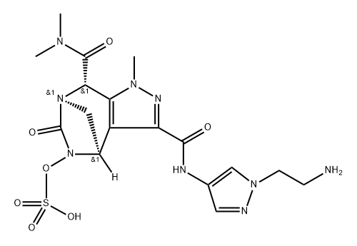 rel-(4R,7R,8S)-N -[1-(2-Aminoethyl)-1Hpyrazol-4-yl]-4,5,6,8-tetrahydro-N ,N ,1- trimethyl-6-oxo-5-(sulfooxy)-1H-4,7- methanopyrazolo[3,4-e][1,3]diazepine-3,8- dicarboxamide Structure