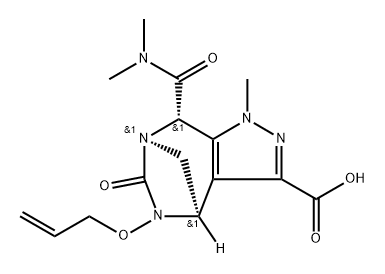 1H-4,7-Methanopyrazolo[3,4-e][1,3]diazepine3-carboxylic acid, 8-[(dimethylamino) carbonyl]-4,5,6,8-tetrahydro-1-methyl-6-oxo5-(2-propen-1-yloxy)-, (4R,7R,8S)-rel Structure