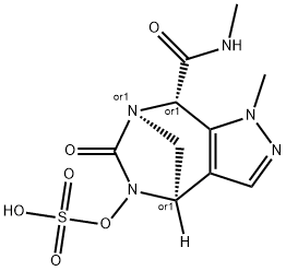 1H-4,7-Methanopyrazolo[3,4-e][1,3]diazepine8-carboxamide, 4,5,6,8-tetrahydro-N,1- dimethyl-6-oxo-5-(sulfooxy)-, (4R,7R,8S)-rel Structure