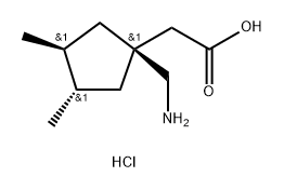 Cyclopentaneacetic acid, 1-(aminomethyl)-3,4-dimethyl-, hydrochloride (1:1), (3S,4S)- Structure