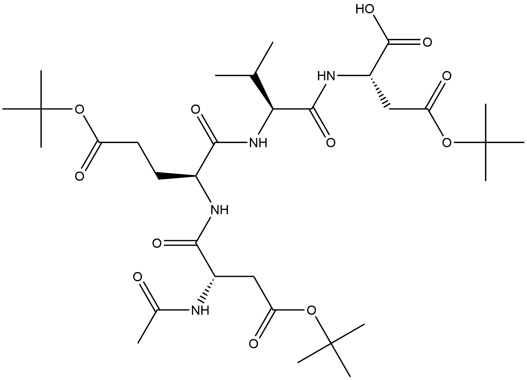 L-Aspartic acid, N-acetyl-L-α-aspartyl-L-α-glutamyl-L-valyl-, 1,2,44-tris(1,1-dimethylethyl) ester Structure