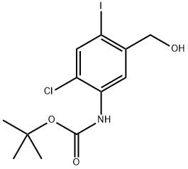 tert-Butyl (2-chloro-5-(hydroxymethyl)-4-iodophenyl)carbamate Structure