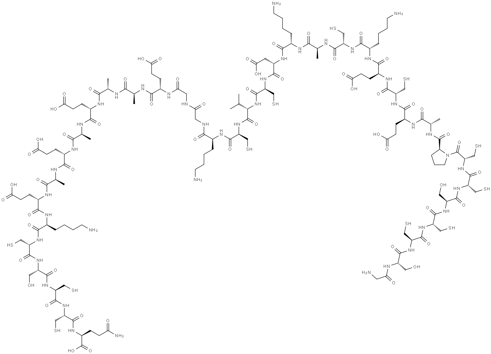 L-Glutamine, glycyl-L-seryl-L-cysteinyl-L-cysteinyl-L-seryl-L-cysteinyl-L-cysteinyl-L-prolyl-L-alanyl-L-α-glutamyl-L-cysteinyl-L-α-glutamyl-L-lysyl-L-cysteinyl-L-alanyl-L-lysyl-L-α-aspartyl-L-cysteinyl-L-valyl-L-cysteinyl-L-lysylglycylglycyl-L-α-glutamyl-L-alanyl-L-alanyl-L-α-glutamyl-L-alanyl-L-α-glutamyl-L-alanyl-L-α-glutamyl-L-lysyl-L-cysteinyl-L-seryl-L-cysteinyl-L-cysteinyl- Structure