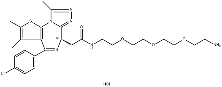 (S)-N-(2-(2-(2-(2-aminoethoxy)ethoxy)ethoxy)ethyl)-2-(4-(4-chlorophenyl)-2,3,9-trimethyl-6H-thieno[3,2-f][1,2,4]triazolo[4,3-a][1,4]diazepin-6-yl)acetamide hydrochloride Structure