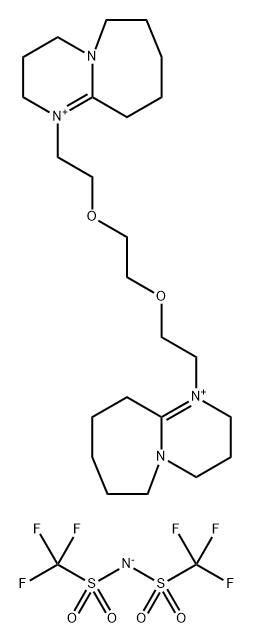 Pyrimido[1,2-a]azepinium, 1,1'-[1,2-ethanediylbis(oxy-2,1-ethanediyl)]bis[2,3,4,6,7,8,9,10-octahydro-, compd. with 1,1,1-trifluoro-N-[(trifluoromethyl)sulfonyl]methanesulfonamide (1:2) Structure