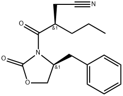 3-Oxazolidinebutanenitrile, γ,2-dioxo-4-(phenylmethyl)-β-propyl-, (βR,4S)- Structure