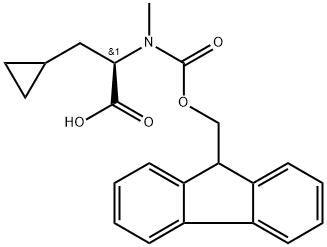 Cyclopropanepropanoic acid, α-[[(9H-fluoren-9-ylmethoxy)carbonyl]methylamino]-, (αR)- Structure