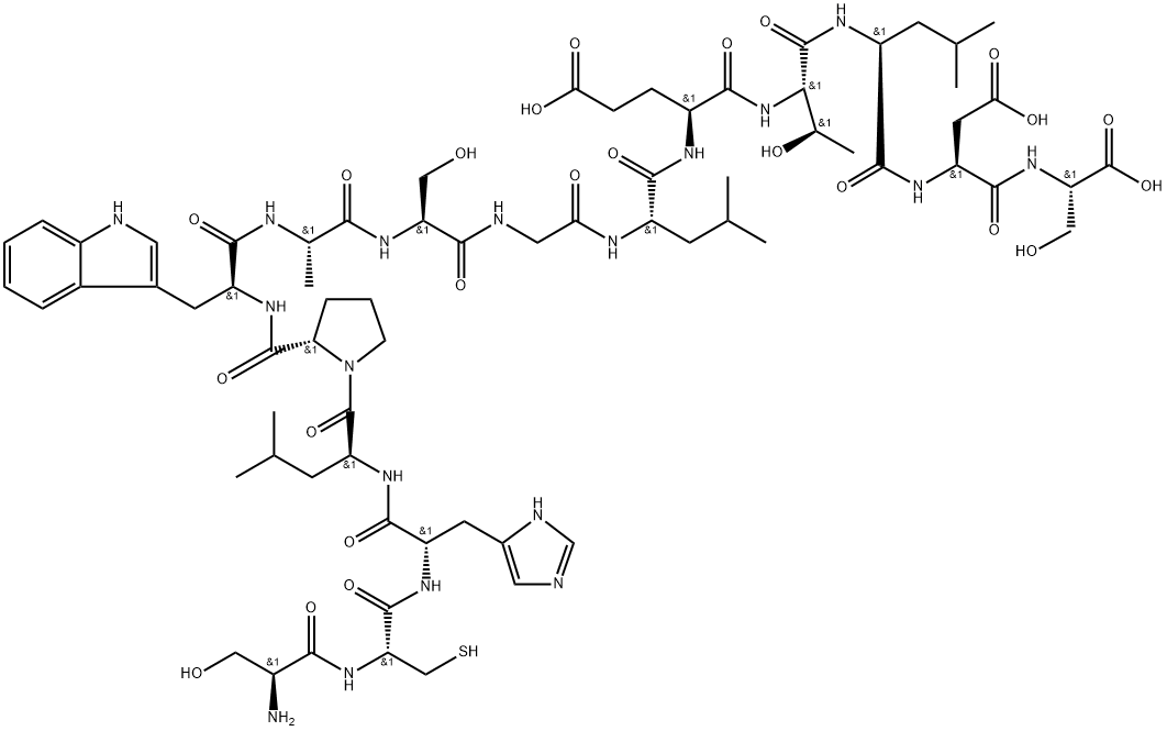 L-Serine, L-seryl-L-cysteinyl-L-histidyl-L-leucyl-L-prolyl-L-tryptophyl-L-alanyl-L-serylglycyl-L-leucyl-L-α-glutamyl-L-threonyl-L-leucyl-L-α-aspartyl- Structure
