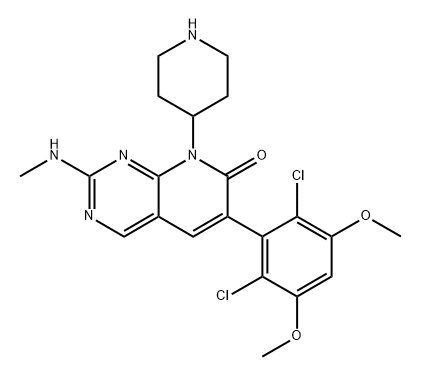 6-(2,6-dichloro-3,5-dimethoxyphenyl)-2-(methylamino)-8-(piperidin-4-yl)pyrido[2,3-d]pyrimidin-7(8H)-one Structure