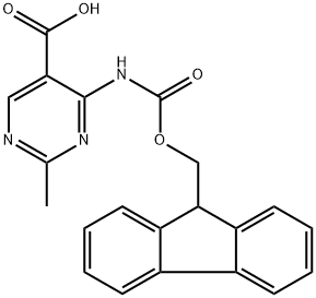 4-((((9H-Fluoren-9-yl)methoxy)carbonyl)amino)-2-methylpyrimidine-5-carboxylic acid 구조식 이미지