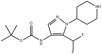 tert-butylN-[5-(difluoromethyl)-1-(piperidin-4-yl)-1H-pyrazole-4-yl]carbamate 구조식 이미지