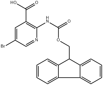 2-((((9H-Fluoren-9-yl)methoxy)carbonyl)amino)-5-bromonicotinic acid Structure