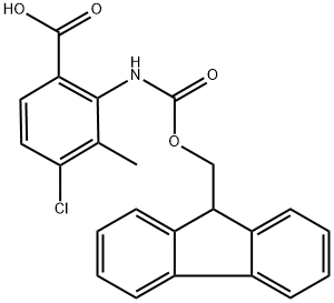 2-((((9H-Fluoren-9-yl)methoxy)carbonyl)amino)-4-chloro-3-methylbenzoic acid Structure