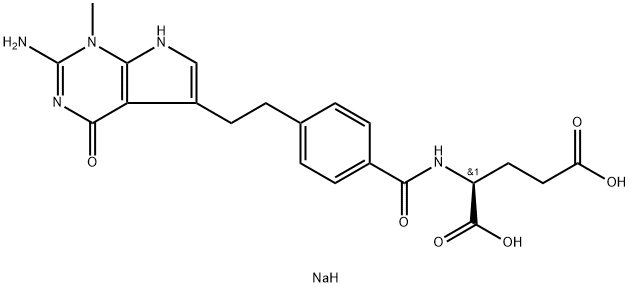 L-Glutamic acid, N-[4-[2-(2-amino-4,7-dihydro-1-methyl-4-oxo-1H-pyrrolo[2,3-d]pyrimidin-5-yl)ethyl]benzoyl]-, sodium salt (1:1) Structure