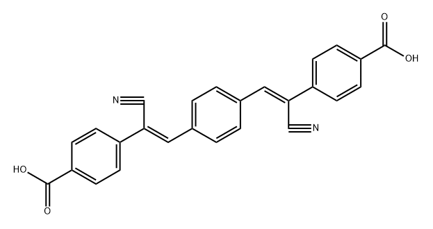 4,4'-((1Z,1'Z)-1,4-Phenylenebis(1-cyanoethene-2,1-diyl))dibenzoic acid 구조식 이미지