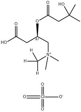 1-Propanaminium, 3-carboxy-2-(3-hydroxy-3-methyl-1-oxobutoxy)-N,N-dimethyl-N-(methyl-d3)-, (2R)-, perchlorate (1:1) Structure