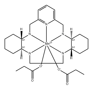 Manganese, [(4aS,13aS,17aS,21aS)-1,2,3,4,4a,5,6,12,13,13a,14,15,16,17,17a,18,19,20,21,21a-eicosahydro-11,7-nitrilo-7H-dibenzo[b,h][1,4,7,10]tetraazacycloheptadecine-κN5,κN13,κN18,κN21,κN22]bis(propanoato-κO)-, (PB-7-11-2344'3')- 구조식 이미지