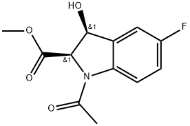 Methyl (2R,3S)-1-acetyl-5-fluoro-2,3-dihydro-3-hydroxy-1H-indole-2-carboxylate Structure