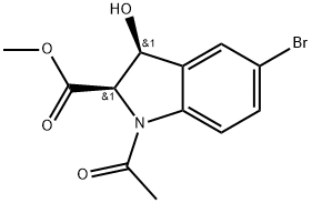 Methyl (2R,3S)-1-acetyl-5-bromo-2,3-dihydro-3-hydroxy-1H-indole-2-carboxylate Structure