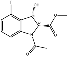 Methyl (2R,3S)-1-acetyl-4-fluoro-2,3-dihydro-3-hydroxy-1H-indole-2-carboxylate Structure