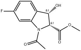 Methyl (2R,3S)-1-acetyl-6-fluoro-2,3-dihydro-3-hydroxy-1H-indole-2-carboxylate Structure