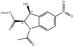 Methyl (2R,3S)-1-acetyl-2,3-dihydro-3-hydroxy-5-nitro-1H-indole-2-carboxylate 구조식 이미지