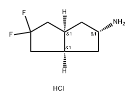 2-Pentalenamine, 5,5-difluorooctahydro-, hydrochloride (1:1), (3aR,6aS)- 구조식 이미지