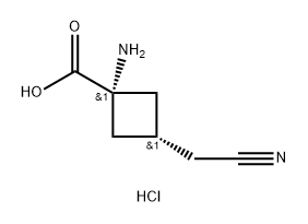 Cyclobutanecarboxylic acid, 1-amino-3-(cyanomethyl)-, hydrochloride (1:1), cis- Structure