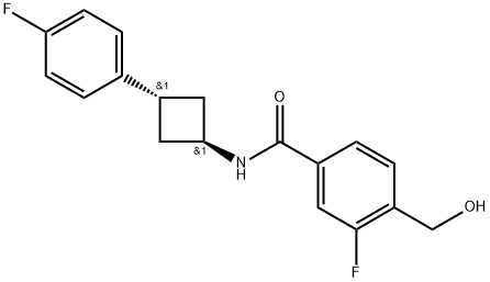 3-fluoro-N-((1r,3r)-3-(4-fluorophenyl)cyclobutyl)-4-(hydroxymethyl)benzamide3-fluoro-N-((1r，3r)-3-(4-fluorophenyl)cyclobutyl)-4-(hydroxymethyl)benzamide Structure