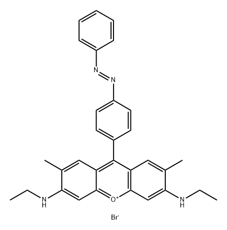 Xanthylium, 3,6-bis(ethylamino)-2,7-dimethyl-9-[4-(2-phenyldiazenyl)phenyl]-, bromide (1:1) (ACI) Structure