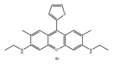 Xanthylium, 3,6-bis(ethylamino)-2,7-dimethyl-9-(2-thienyl)-, bromide (1:1) (ACI) Structure