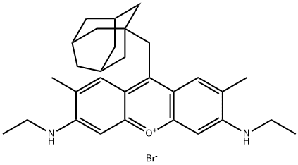 Xanthylium, 3,6-bis(ethylamino)-2,7-dimethyl-9-(tricyclo[3.3.1.1 ]dec-1-ylmethyl)-, bromide (1:1) (ACI) Structure