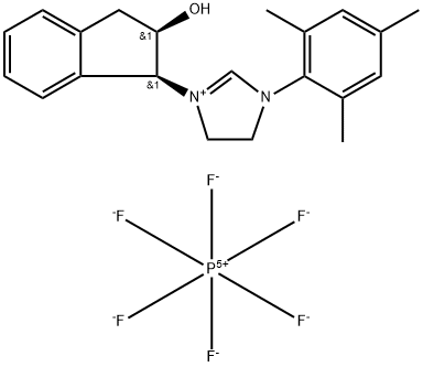 1-((1S,2R)-2-Hydroxy-2,3-dihydro-1H-inden-1-yl)-3-mesityl-4,5-dihydro-1H-imidazol-3-ium hexafluorophosphate(V) Structure