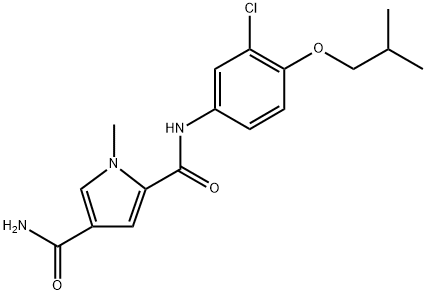 N2-(3-chloro-4-isobutoxyphenyl)-1-methyl-1H-pyrrole-2,4-dicarboxamideN2-(3-chloro-4-isoButoxyphenyl)-1-methyl-1H-pyrrole-2,4-dicarboxylic acid amide 구조식 이미지