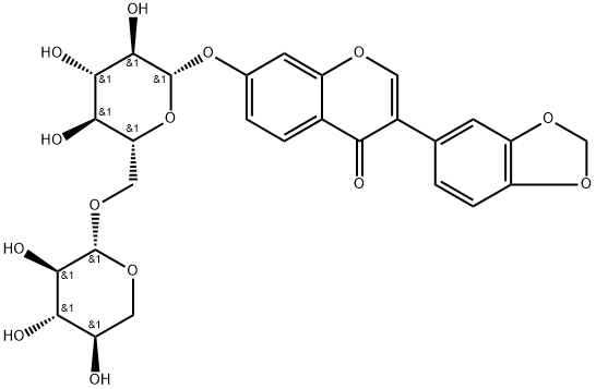 4H-1-Benzopyran-4-one, 3-(1,3-benzodioxol-5-yl)-7-[(6-O-β-D-xylopyranosyl-β-D-glucopyranosyl)oxy]- 구조식 이미지