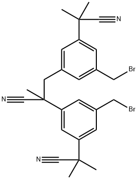 1,3-Benzenediacetonitrile, 5-(bromomethyl)-α1-[[3-(bromomethyl)-5-(1-cyano-1-methylethyl)phenyl]methyl]-α1,α3,α3-trimethyl- Structure