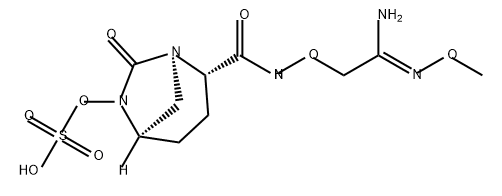 (1R,2S,5R)-2-(((Z)-2-amino-2-(methoxyimino)ethoxy)carbamoyl)-7-oxo-1,6-diazabicyclo[3.2.1]octan-6-yl hydrogen sulfate Structure