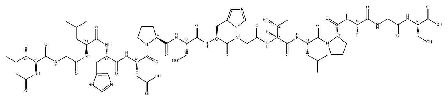 L-Serine, N-acetyl-L-isoleucylglycyl-L-leucyl-L-histidyl-L-α-aspartyl-L-prolyl-L-seryl-L-histidylglycyl-L-threonyl-L-leucyl-L-prolyl-L-alanylglycyl- Structure