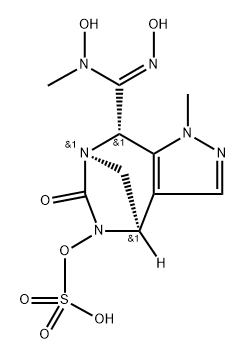 rel-(4R,7R,8S)-4,8-Dihydro-8-[(Z)-(hydrox yimino)(hydroxymethylamino)methyl]-1- methyl-6-oxo-1H-4,7-methanopyrazolo[3,4-e] [1,3]diazepin-5(6H)-yl hydrogen sulfate 구조식 이미지