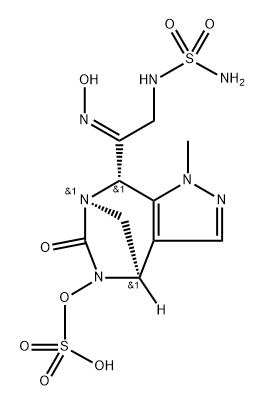 rel-(4R,7R,8S)-8-[(1E)-2-[(aminosulfonyl) amino]-1-(hydroxyimino)ethyl]-4,8-dihydro-1- methyl-6-oxo-1H-4,7-methanopyrazolo[3,4-e] [1,3]diazepin-5(6H)-yl hydrogen sulfate Structure