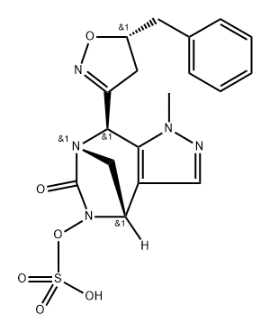 Sulfuric acid, mono[(4R,7S,8S)-8-[(5S)-4,5- dihydro-5-(phenylmethyl)-3-isoxazolyl]-4,8- dihydro-1-methyl-6-oxo-1H-4,7-methanop yrazolo[3,4-e][1,3]diazepin-5(6H)-yl] ester, rel- 구조식 이미지