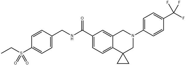 N-[[4-(Ethylsulfonyl)phenyl]methyl]-2',3'-dihydro-2'-[4-(trifluoromethyl)phenyl]-spiro[cyclopropane-1,4'(1'H)-isoquinoline]-7'-carboxamide 구조식 이미지