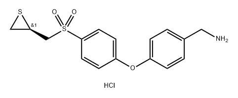 Benzenemethanamine, 4-[4-[[(2R)-2-thiiranylmethyl]sulfonyl]phenoxy]-, hydrochloride (1:1) Structure