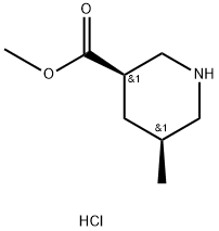 3-Piperidinecarboxylic acid, 5-methyl-, methyl ester, hydrochloride (1:1), (3R,5S)- Structure