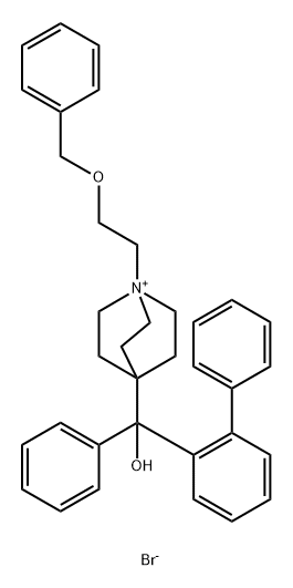 1-Azoniabicyclo[2.2.2]octane, 4-([1,1'-biphenyl]-2-ylhydroxyphenylmethyl)-1-[2-(phenylmethoxy)ethyl]-, bromide (1:1) Structure