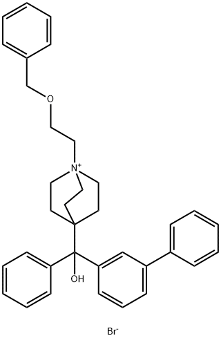 1-Azoniabicyclo[2.2.2]octane, 4-([1,1'-biphenyl]-3-ylhydroxyphenylmethyl)-1-[2-(phenylmethoxy)ethyl]-, bromide (1:1) Structure