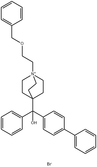1-Azoniabicyclo[2.2.2]octane, 4-([1,1'-biphenyl]-4-ylhydroxyphenylmethyl)-1-[2-(phenylmethoxy)ethyl]-, bromide (1:1) 구조식 이미지