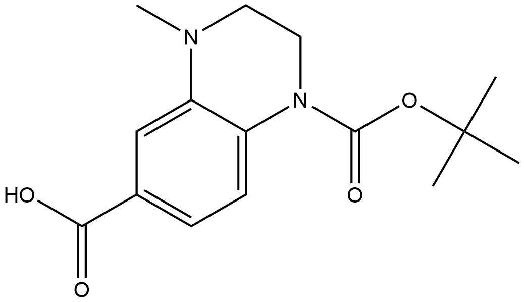 4-Methyl-3,4-dihydro-2H-quinoxaline-1,6-dicarboxylic acid 1-tert-butyl ester Structure